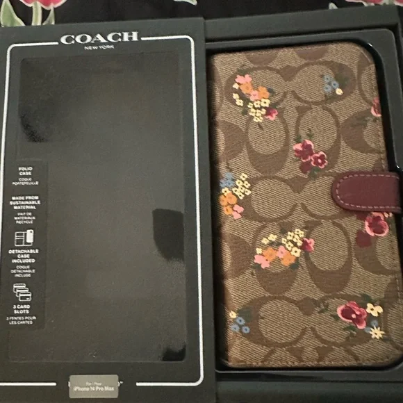 Coach Brown Floral Folio Case - Picture 2 of 4